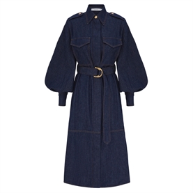 Zimmermann Denim Cargo Midi Kjole, Ink